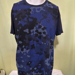Burberry Brit Metal Logo Men's Blue Camo T Shirt Large